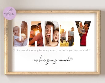 PRINTABLE Daddy Fathers Day Gift Collage, Daddy Photo Collage, Custom Father&#39;s Day Gift, Gift For Dad, Personalized Gift for Dad, Photo Gift
