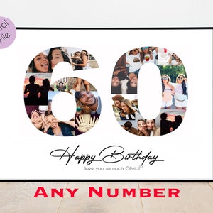 PRINTABLE Custom 60th Birthday Gift Collage, 60th Birthday Photo Collage, Photo Collage, 60th Birthday Personalized, Custom Picture Board