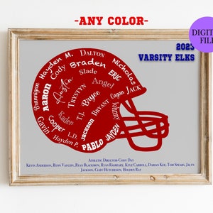 Collage di calcio personalizzato STAMPABILE, regalo per allenatore, regalo di football americano, collage di regali di rugby, collage di nomi di squadra, regali sportivi per anziani