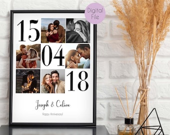 PRINTABLE, Anniversary Gift for him, Wedding Gift, Anniversary Collage Gift, Collage, Custom Collage Gift, Personalized Wedding Photo Gift