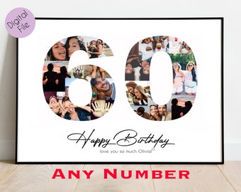 Custom 60th Birthday Photo Collage Gift (Digital File)