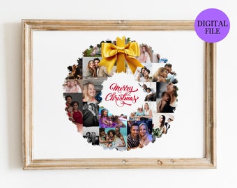 Personalisierte Weihnachtskranz Foto Collage (Digitale Datei)