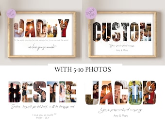 PRINTABLE Mothers Day Gift, Mom Photo Collage, Personalized Gift Collage, Daddy photo Collage, Word Photo Collag, fathers day gift, mom gift