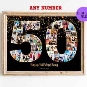 PRINTABLE Custom 40th Birthday Gift Collage, 50th Birthday Gift Photo Collage, Photo Collage, Birthday Gift for women, Birthday Gift for man