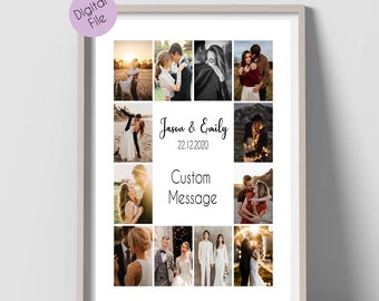 PRINTABLE Custom Picture Collage, Valentines Gift for him, Valentines, Engagement Gift, Wedding Gift, personalized gift, Photo Collage Gift