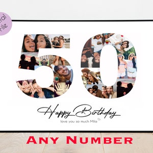 PRINTABLE Custom 50th Birthday Gift Collage, 50th Birthday Photo Collage, Photo Collage, 50th Birthday Personalized, Custom Picture Board