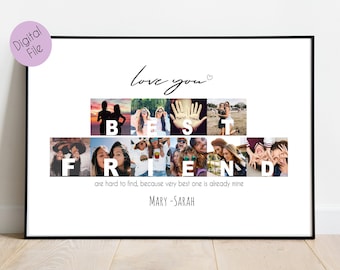 Printable Bestie Personalisierte Collage Geschenk, Geschenk für die beste Freundin, Foto BFF Geschenk, Bestie Custom FotoCollage, Beste Fiends Forever Geschenk