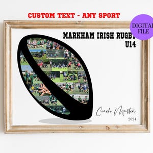 Collage fotografico personalizzato di rugby: allenatore o squadra (download digitale)