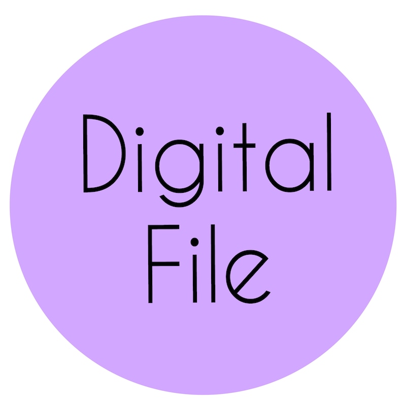 May include: A purple circle with the text "Digital File" in black.