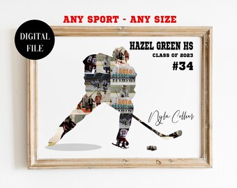 Collage de photos de hockey personnalisé : cadeau d'entraîneur, souvenir d'équipe (imprimable)