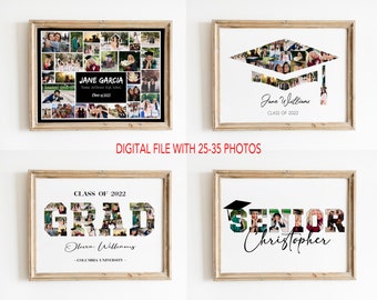 PRINTABLE Graduation Photo Collage, Graduation Gift, Graduation Cap Collage, Gift For Seniors, Class of 2023, Grad Collage, Senior Gift