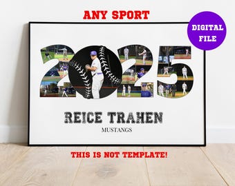 Custom Baseball Photo Collage: Senior Night Gift (Digital File)