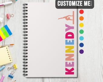 Gymnastics Custom Name Spiral Notebook | Personalized Gymnast Name Journal | Girls School Notebook Team Squad Birthday Season Gift