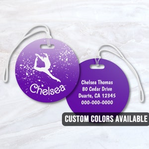 Etiqueta de bolsa personalizada de baile / Etiqueta de nombre de equipaje de baile personalizado / Regalo de fiesta de regalo del equipo de ballet de baile / Regalo de compañero de equipo de competición de gimnasia