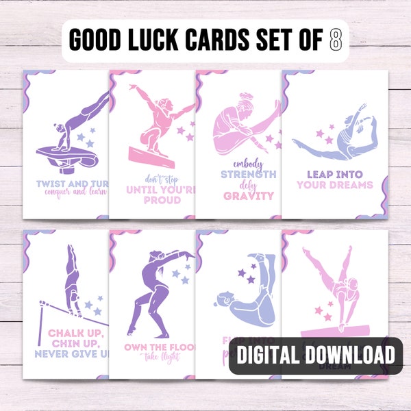 Gymnastics Good Luck Card Printable | Gymnast Greeting Competition Cards | Inspirational Card for Gymnast | Gymnastics Team Gift