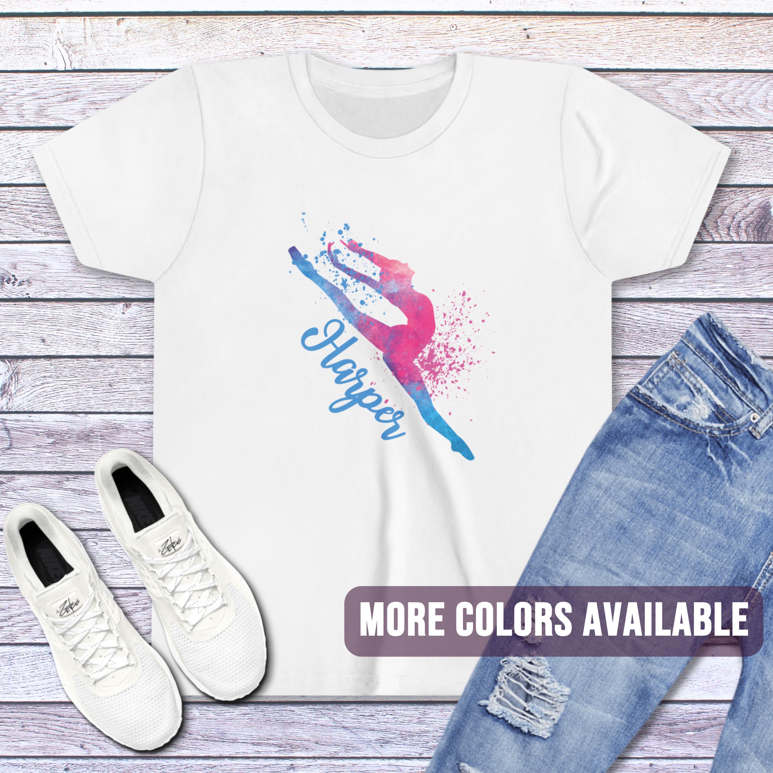 Dance Watercolor Personalized Tee | Dancer Ballet Graphic T Shirt | Custom Name Top | Gift for Dancer Daughter Granddaughter