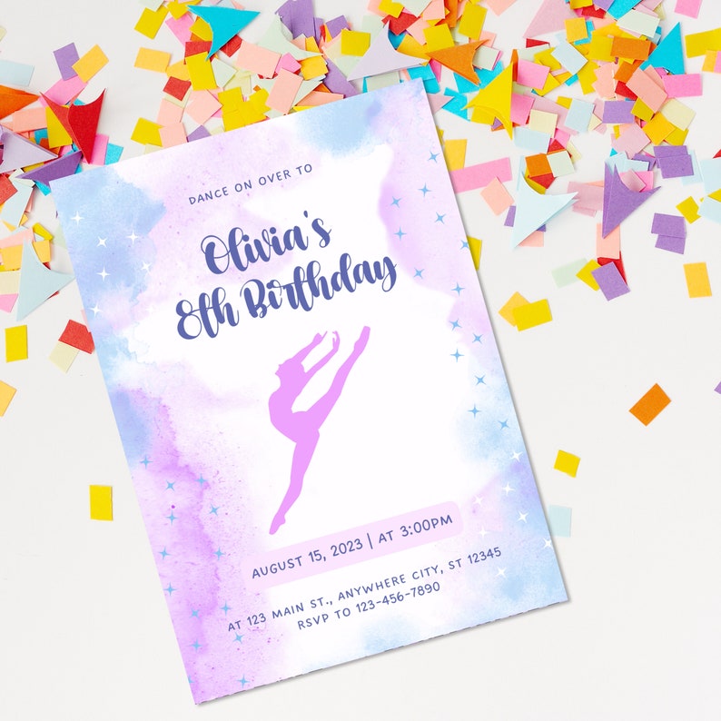 Dance Birthday Invitation | Dancer Custom Party Invite | Ballet Girl ...