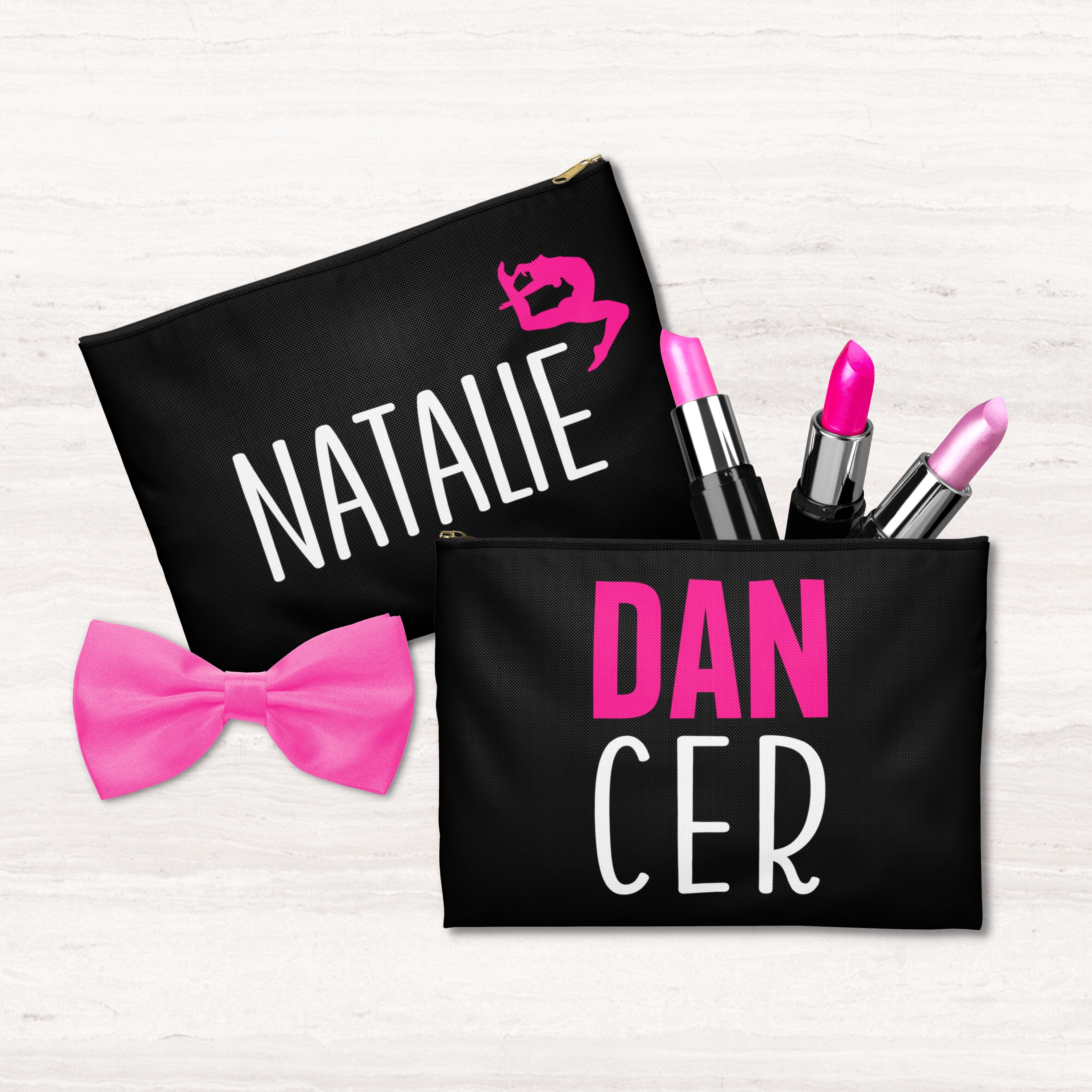 Dancer Custom Accessory Pouch | Personalized Name Cosmetic Dance Bag | Dance Competition Bag Team Gift | Dancer Name Zipper Pouch