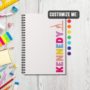 Gymnastics Custom Name Spiral Notebook | Personalized Gymnast Name Journal | Girls School Notebook Team Squad Birthday Season Gift