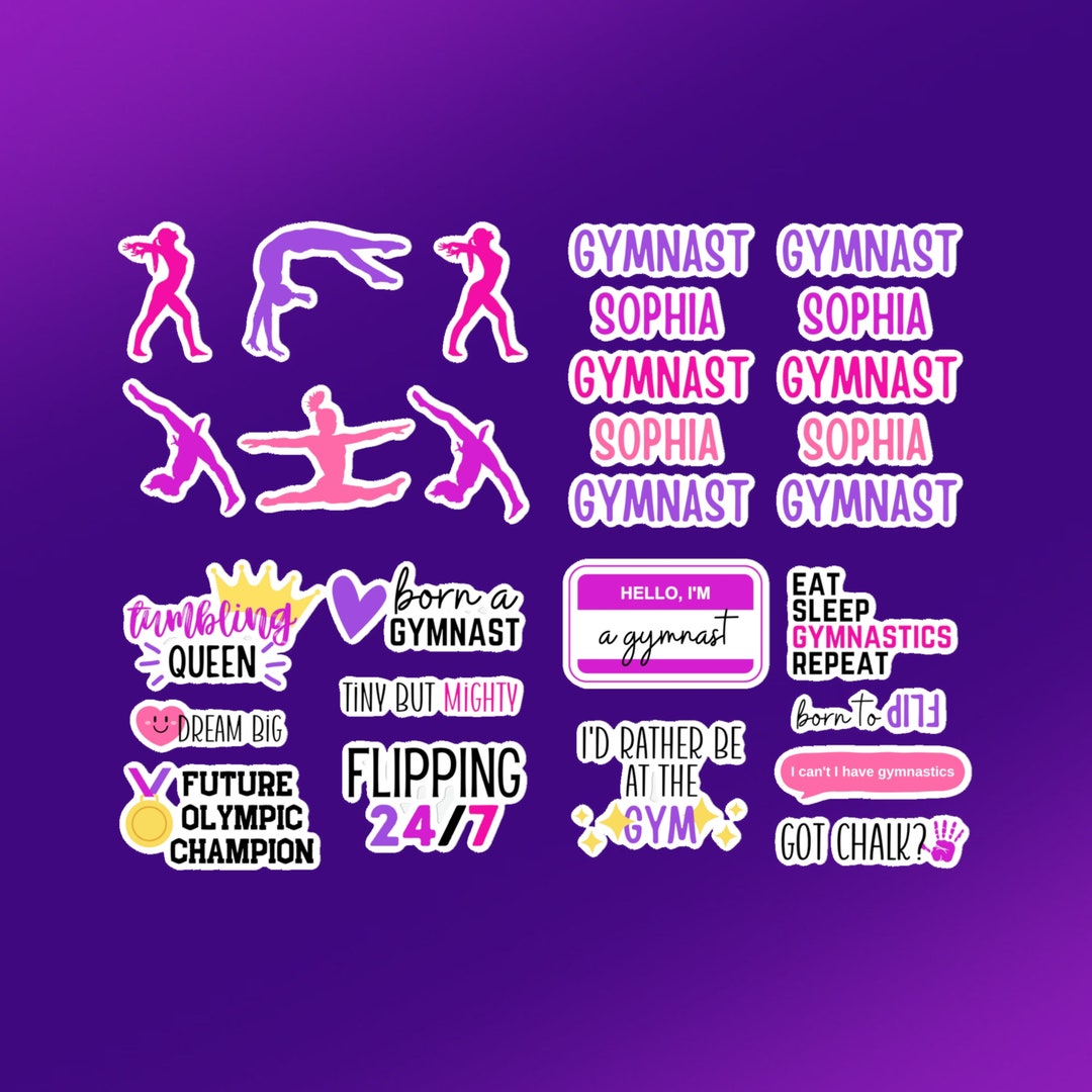 Gymnastics Sticker Pack of 26 Personalized Gymnast Sticker Etsy