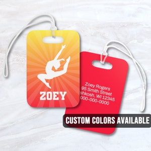Etiqueta de bolsa personalizada de baile / Etiqueta de nombre de equipaje de baile personalizado / Regalo de fiesta de regalo del equipo de ballet de baile / Regalo de compañero de equipo de competición de gimnasia