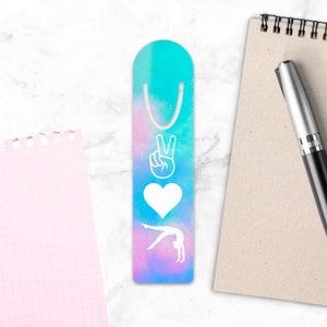 Peace Love Gymnastics Bookmark | Gymnast Reading Accessory | Girls Sport Squad Team Gift | Acrobatic Kids Unique Gift Gymnast Daughter