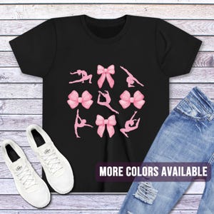 Dance Coquette Bow Tee | Preppy Ribbon Aesthetic Dancer Ballet T Shirt | Girly Pink Trendy Dance Practice Team Shirt Gift for Daughter