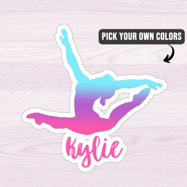 Personalized Gymnastics Sticker | Custom Name Gymnast Sticker for Laptop, Waterbottle | Gymnastics Team Gift | Cute Kids Party Favor Gift