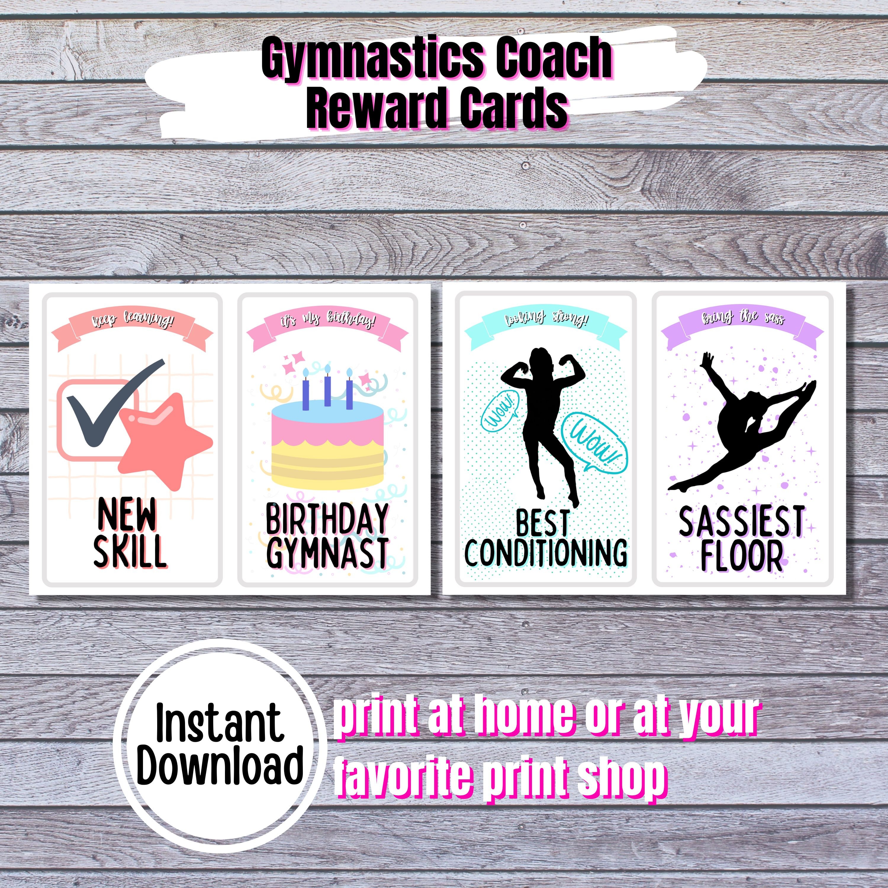 Gymnastics Coach Reward Cards Printable Gymnast Photo Props Etsy