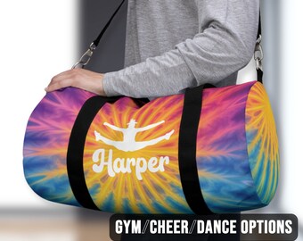 Tie Dye Cheer Duffel Bag | Custom Name Cheerleader Training Competition Back Pack | Personalized Meet Bag | Sports Team Cheerleading Gift