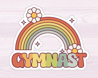 Groovy Rainbow Gymnastics Sticker | Laptop Notebook Waterbottle Decal Unique Gymnast Gift for Team Squad | Cute Girls Party Favor Stuffer