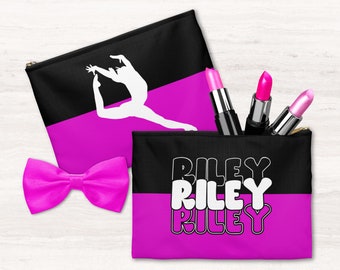 Dance Custom Accessory Pouch | Dancer Personalized Name Travel Makeup Bag | Ballet School Pencil Case | Team Recital Gift for Daughter