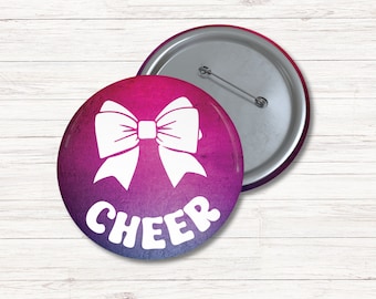Cheer Pin Button | Cheer Team Squad Gift Party Favor | Cheer Bow All Star Cheerleading Competition | Cheer End of Season Gift
