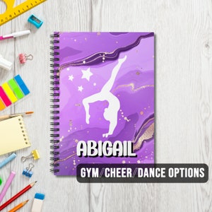 Gymnastics Custom Notebook | Personalized Gymnast Stationery Gift | Girls School Notebook Team Squad Birthday Gift | Unique Kids Name Gift