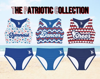 Patriotic Gymnastics Swimsuit | Dance Swimsuit | Cheer Swimsuit | Personalized Swimwear | Gymnastics Bikini | Dance Bikini | Cheer Bikini