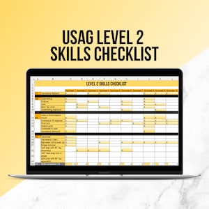 Level 2 Skills Checklist Spreadsheet | Gymnastics Coach Skill Tracker | Gymnastics Practice Planner | Gymnastics Coach Lesson Planning