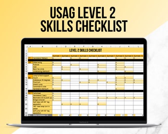 Level 2 Skills Checklist Spreadsheet | Gymnastics Coach Skill Tracker | Gymnastics Practice Planner | Gymnastics Coach Lesson Planning