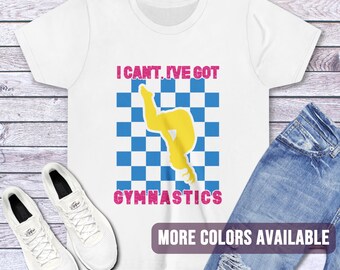 Jag kan inte, jag har gymnastik retrorutig t-shirt | Gymnast Meet Season T-shirt | Lagtränings-t-shirt gymnastikälskare trendig gåva