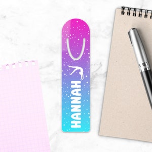 Gymnastics Personalized Bookmark | Gymnast Custom Name Reading Accessory | Girls Sport Squad Team Gift | Acrobatic Kids Gift for Daughter