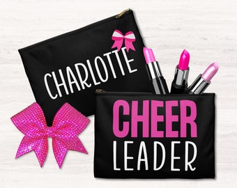 Cheerleader Custom Accessory Pouch | Personalized Name Cosmetic Cheer Bag | Cheer Makeup Bag Team Banquet Gift | Name Zipper Pouch