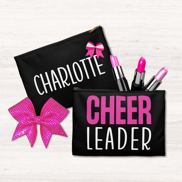 Cheerleader Custom Accessory Pouch | Personalized Name Cosmetic Cheer Bag | Cheer Makeup Bag Team Banquet Gift | Name Zipper Pouch