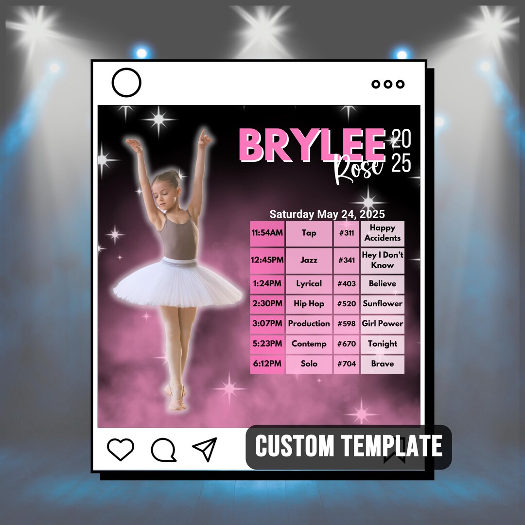 Dance Custom Competition Livestream Schedule Template | Personalized ...