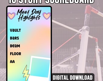 Gymnastics Scoreboard Social Media Story Template | Gymnastics Meet Score Tracker | Gymnast Competition Social Media Template