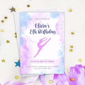 Dance Birthday Invitation | Dancer Custom Party Invite | Ballet Girl Dancing  Personalized Printable Card | Bday Stationery Party Favor Kit