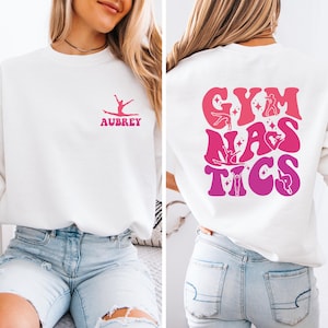 Retro Gymnastics Adult Personalized Sweatshirt | Gymnast Girls Sweater Team Meet Competition Gift | Sports Fall Pullover Long Sleeve Warmup