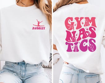 Sudadera retro personalizada para adultos con diseño de gimnasia / Suéter para niñas gimnastas, regalo de competición para equipos / Suéter deportivo de otoño de manga larga para calentar