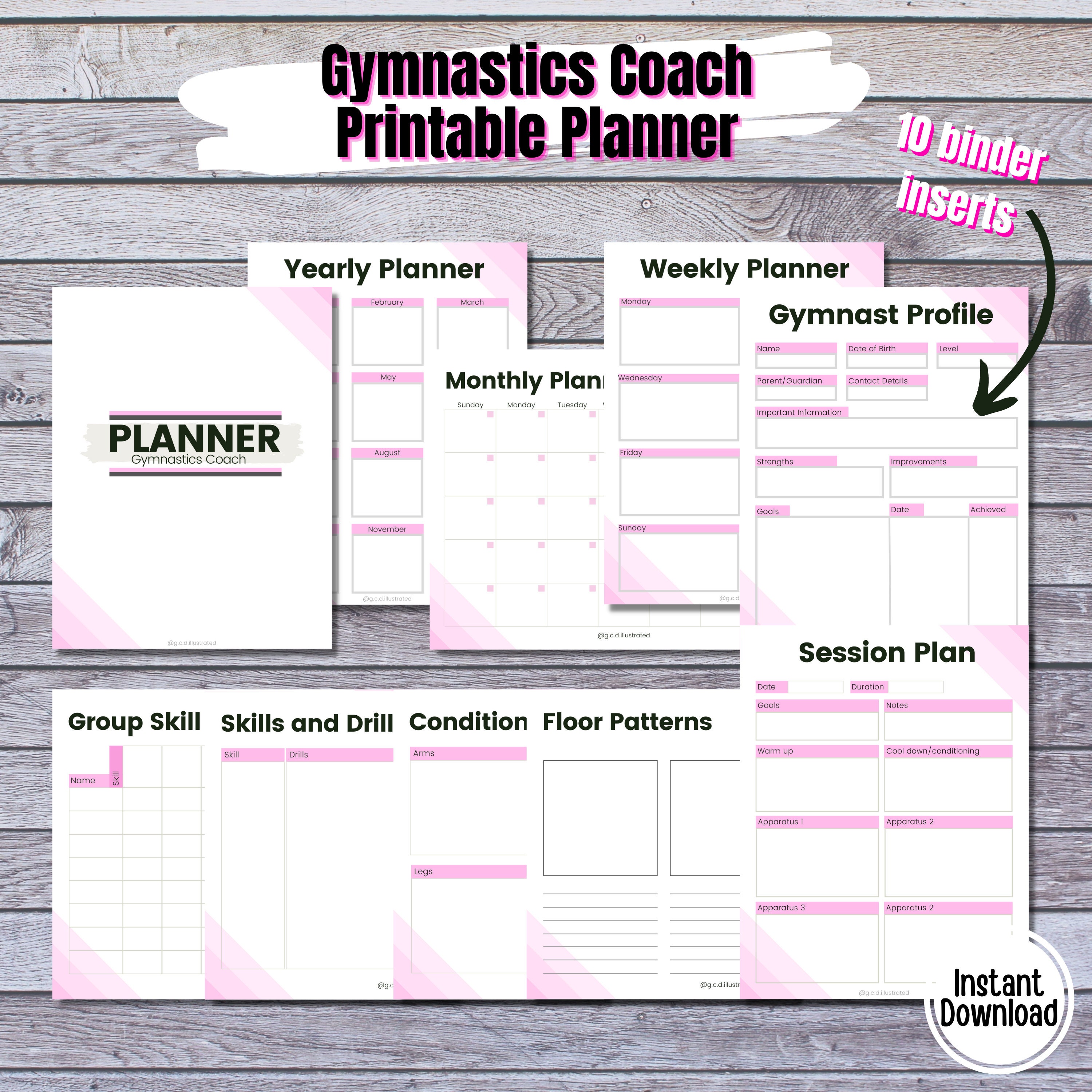 Gymnastics Coach Planner Printable Digital Planning Binder Etsy
