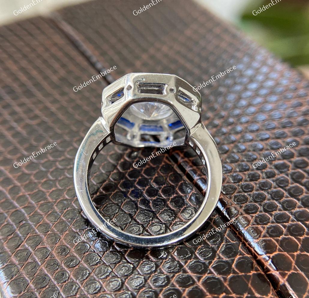 Anello Trilogy con Zaffiri in Oro e Diamanti bianchi | Gioielli Anello Trilogy con Zaffiri in Oro e Diamanti bianchi | Gioielli