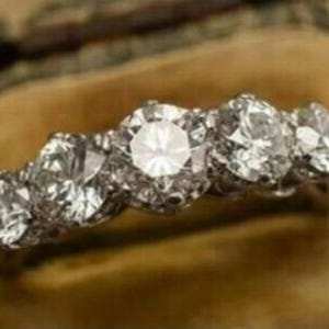 Antique Art Deco Wedding Band, Old Mine Stacking Band, Five Stone Diamond Band, Engagement Ring, Edwardian Band, Vintage Fine Band For Her