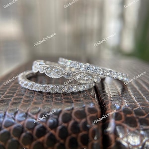 Art Deco Bridal Ring Set: 1.05 Carat Lab Diamond, 935 Argentium Silver